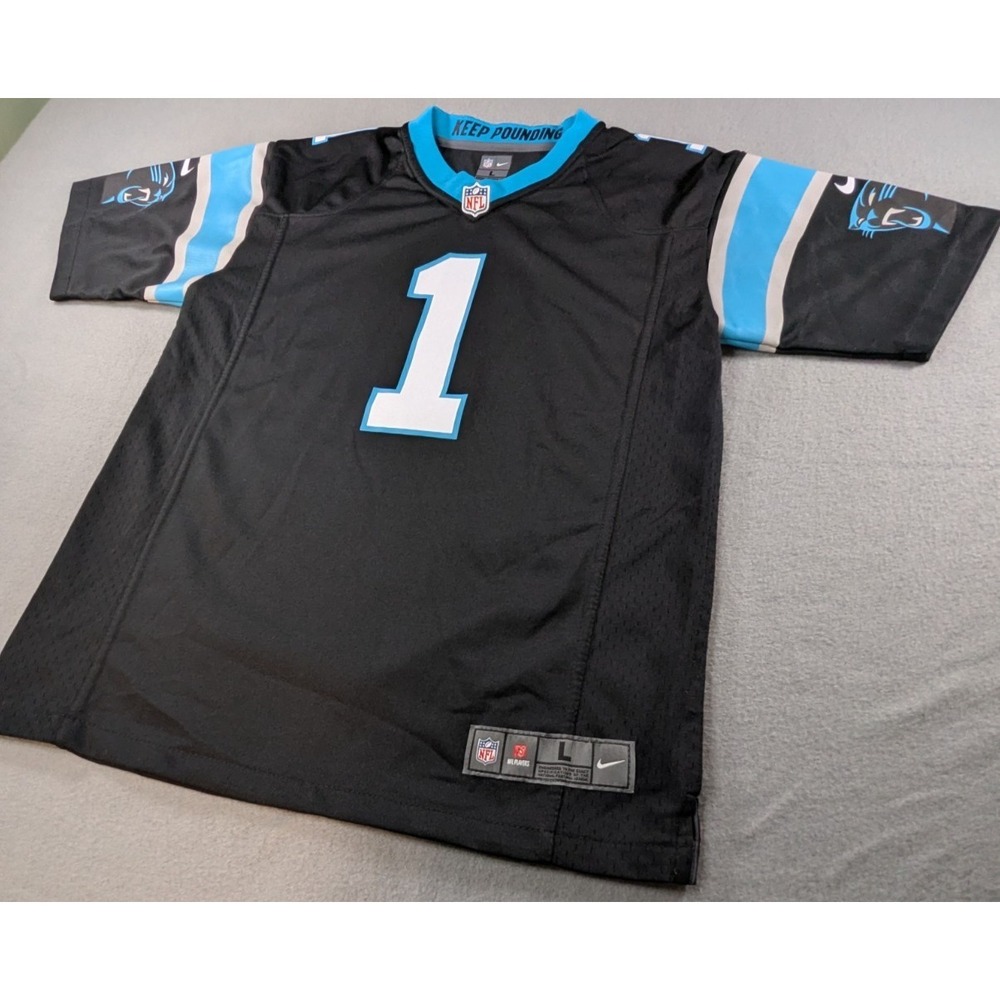 Nike Cam Newton Carolina Panthers Jersey Youth Large 14-16 Black NFL On Field